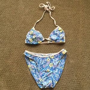 High cut vintage floral bikini